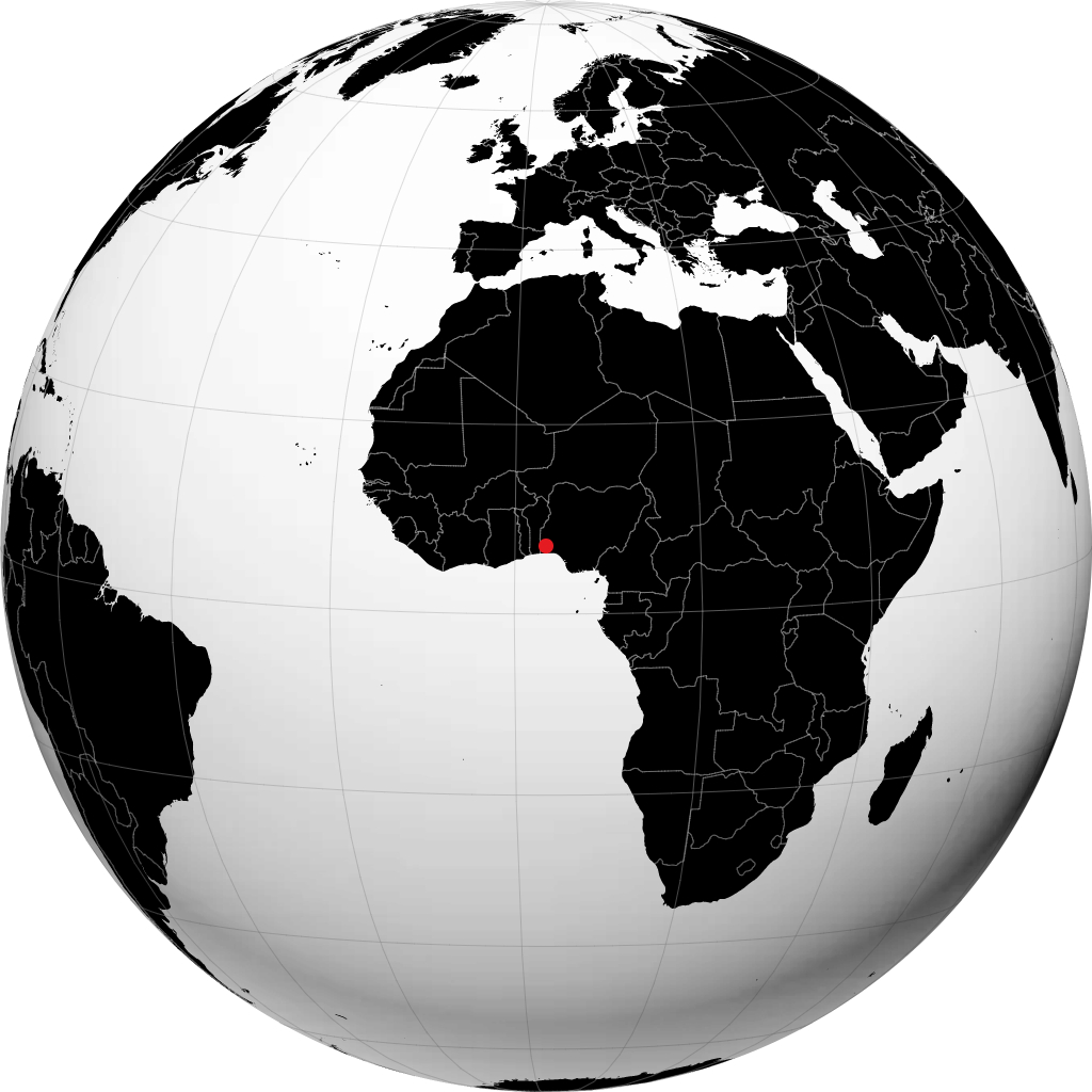 Abeokuta en el globo