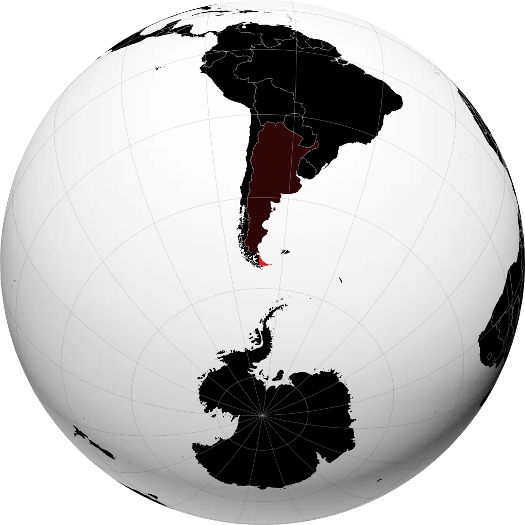 Provincia de Tierra del Fuego, Antártida e Islas del Atlántico Sur en el globo