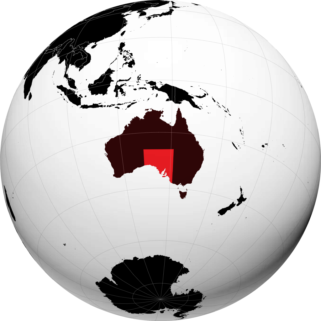 Estado de Australia Meridional en el globo