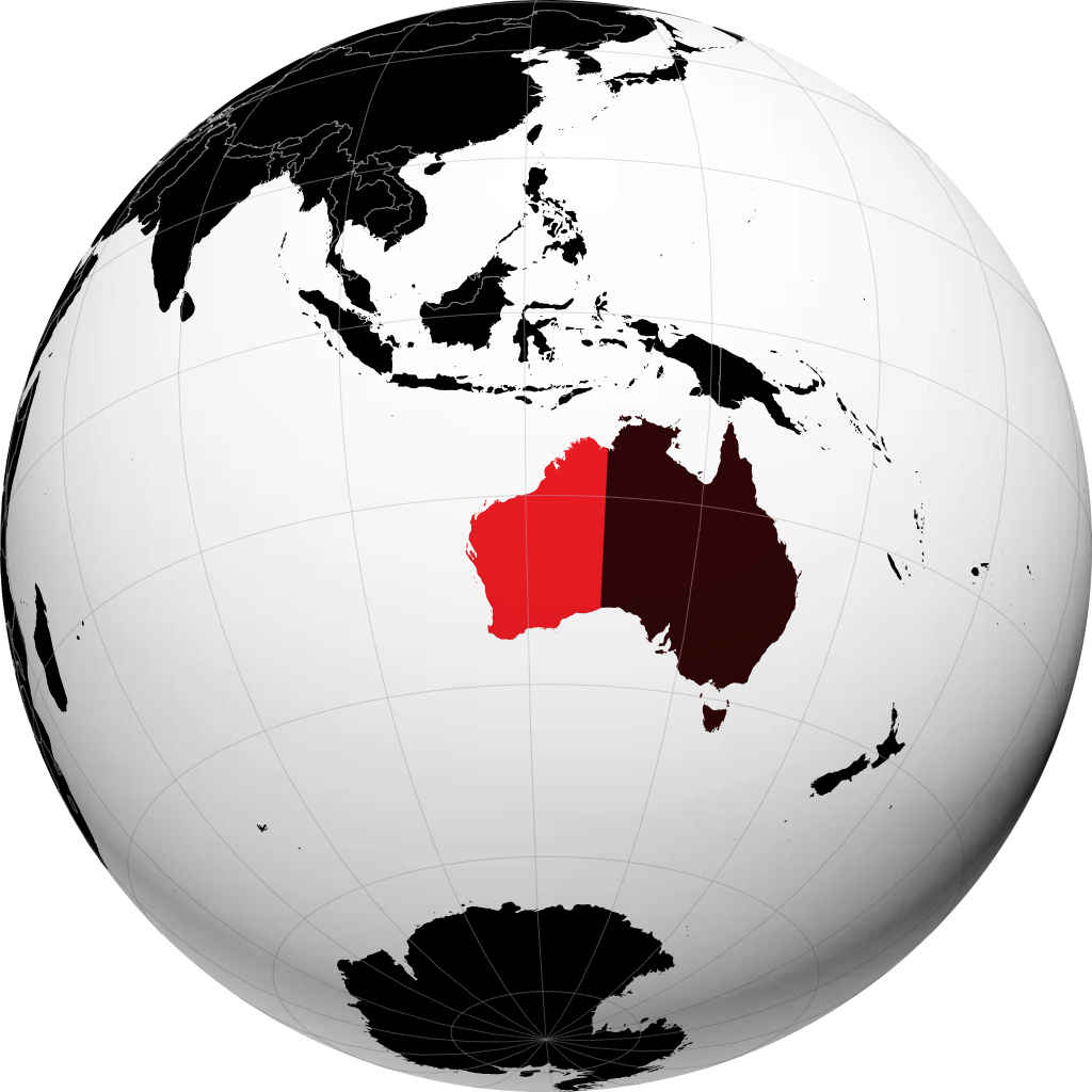 Estado de Australia Occidental en el globo