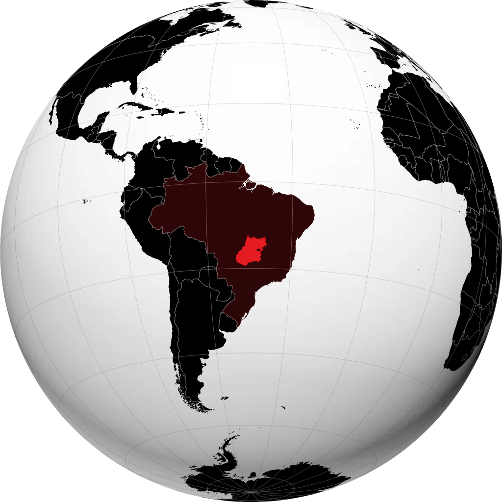 Estado de Goiás en el globo