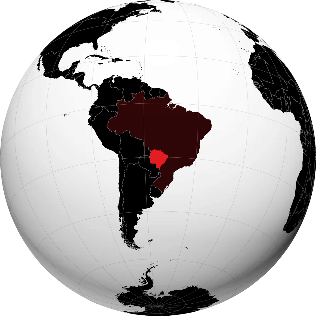 Estado de Mato Grosso del Sur en el globo