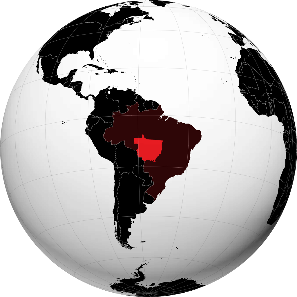 Estado de Mato Grosso en el globo
