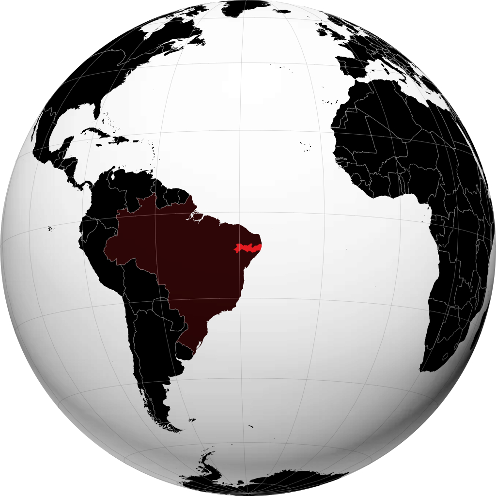Estado de Pernambuco en el globo