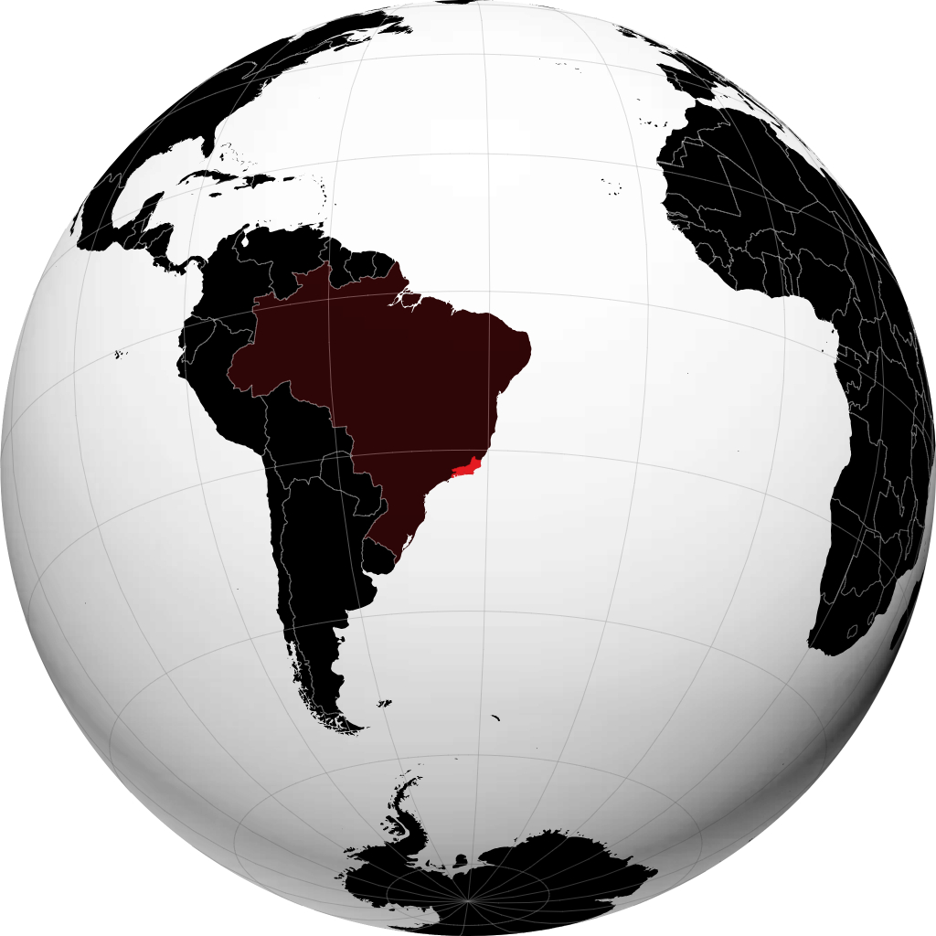Estado de Río de Janeiro en el globo