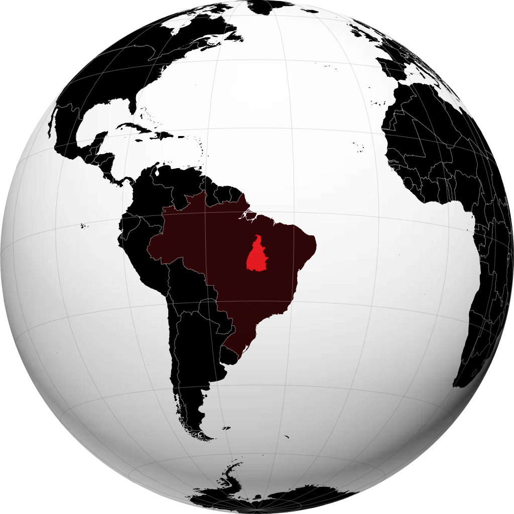 Estado de Tocantins en el globo