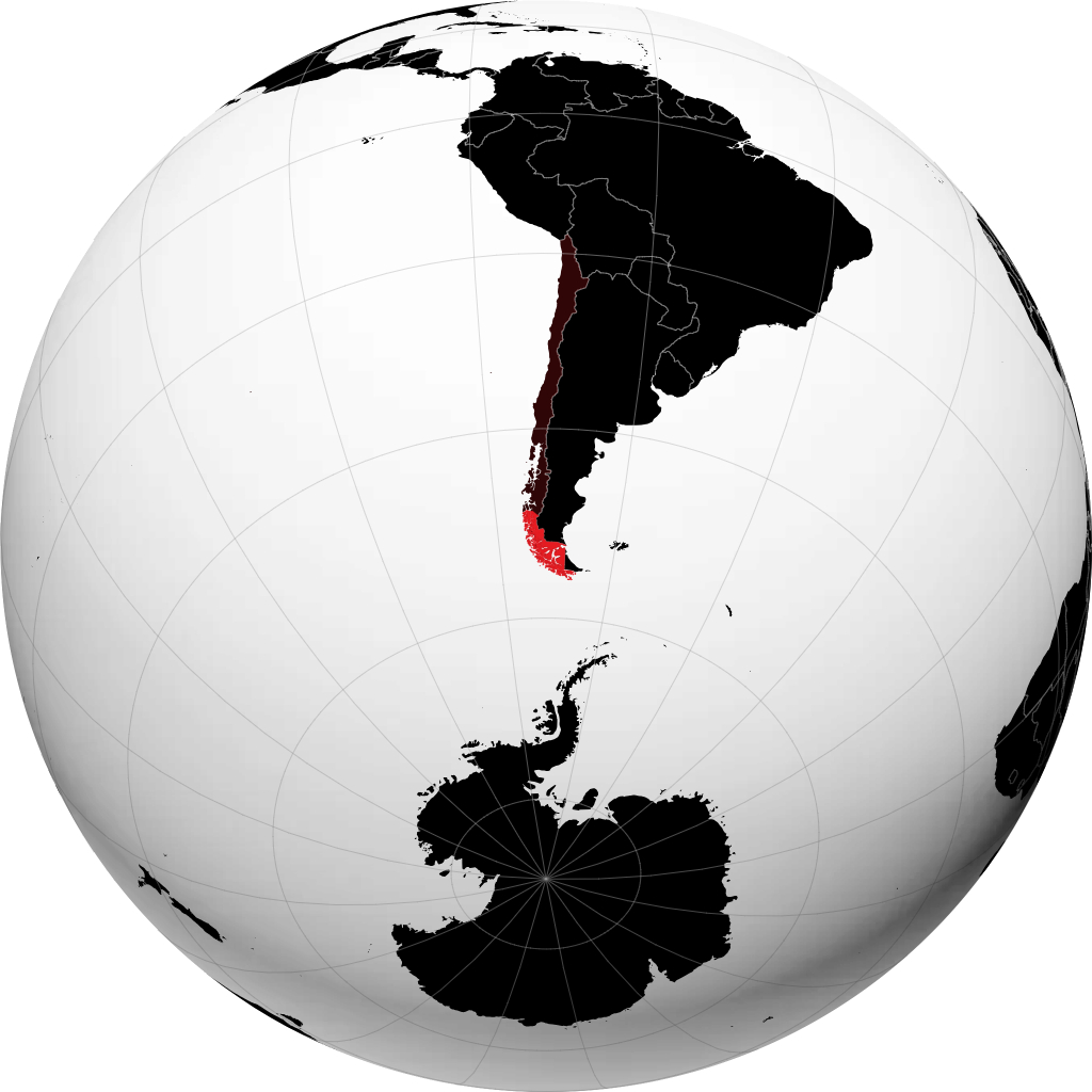 Región de Magallanes y de la Antártica Chilena en el globo