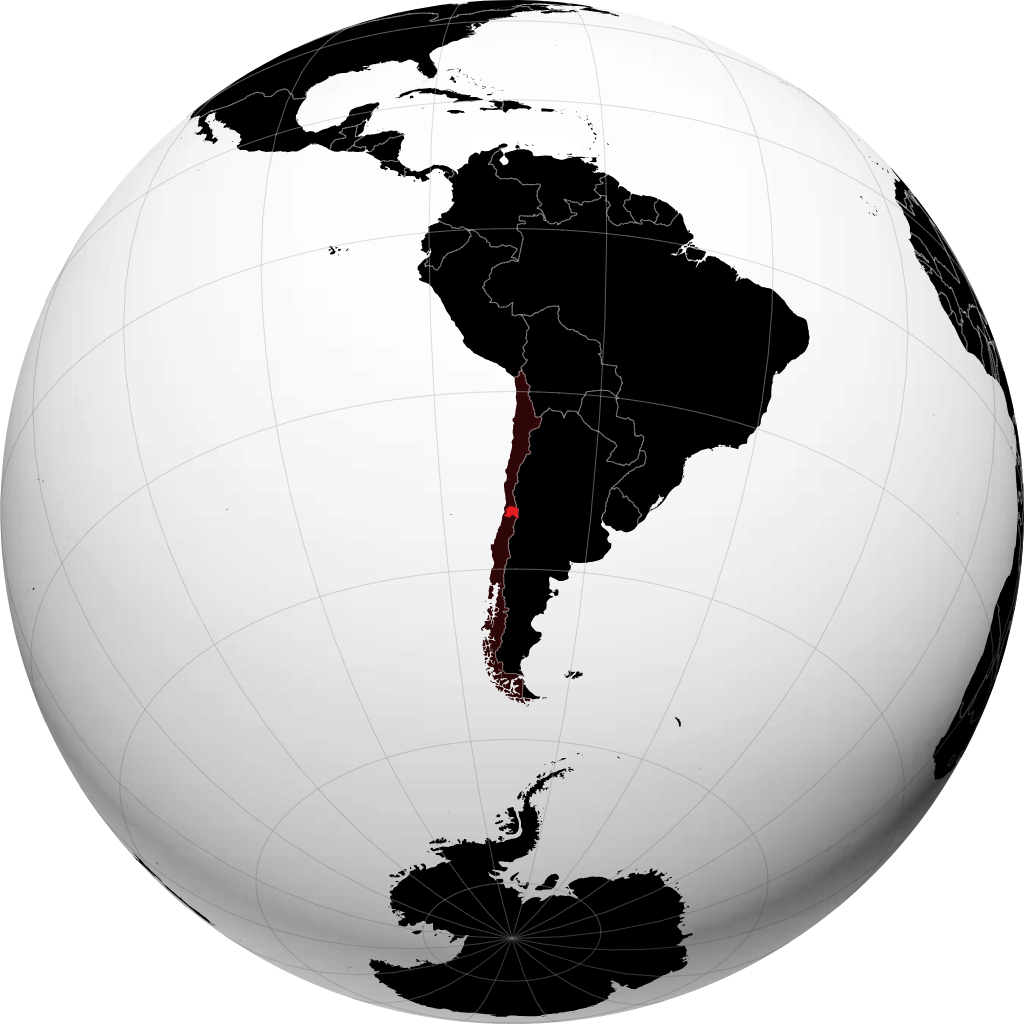 Región Metropolitana de Santiago en el globo