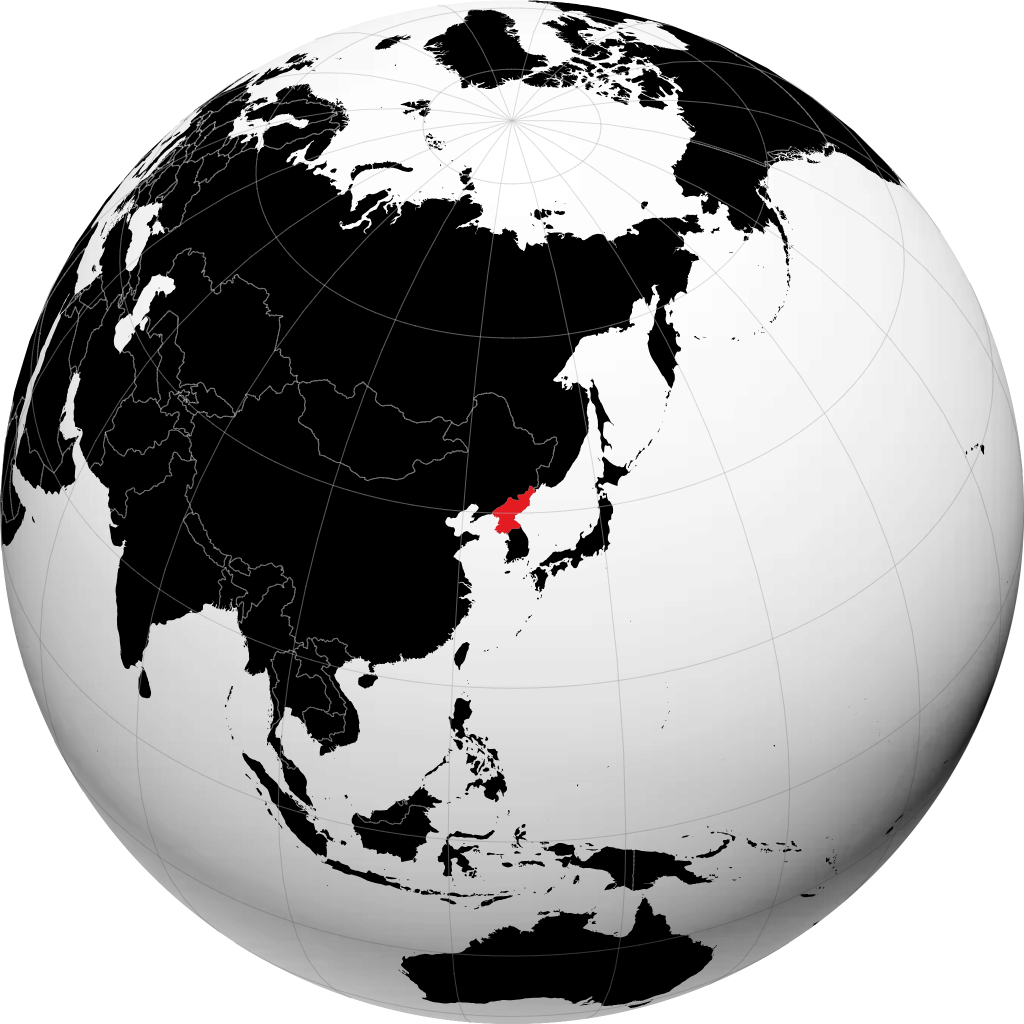 Corea del Norte en el globo