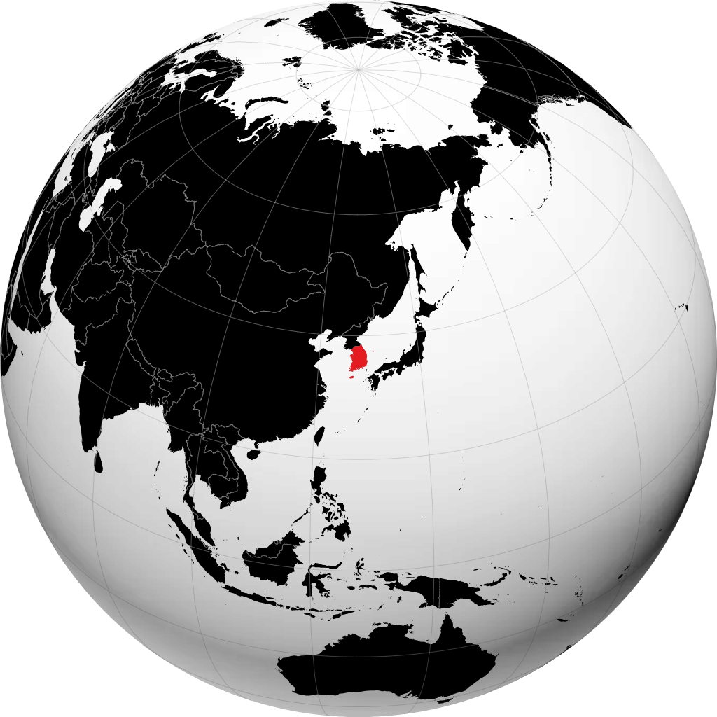 Corea del Sur en el globo