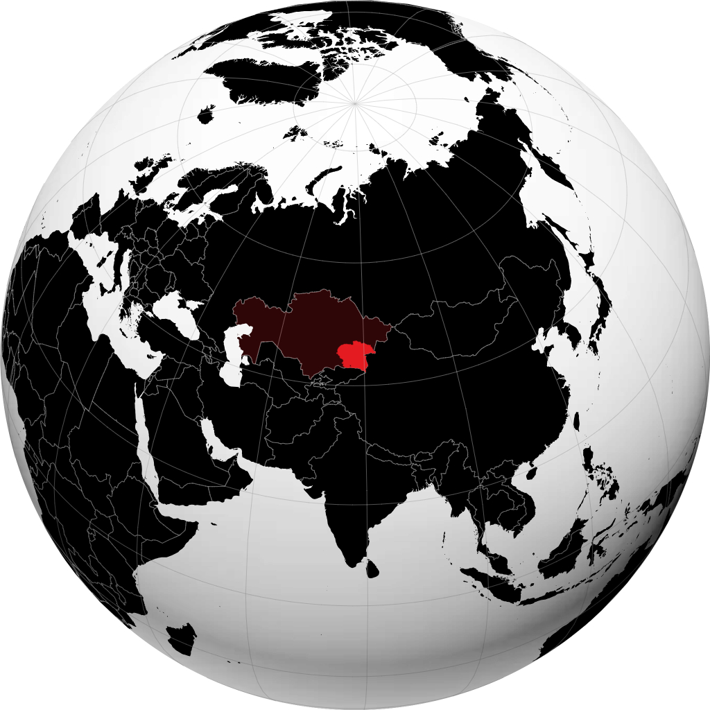 Provincia de Almaty en el globo
