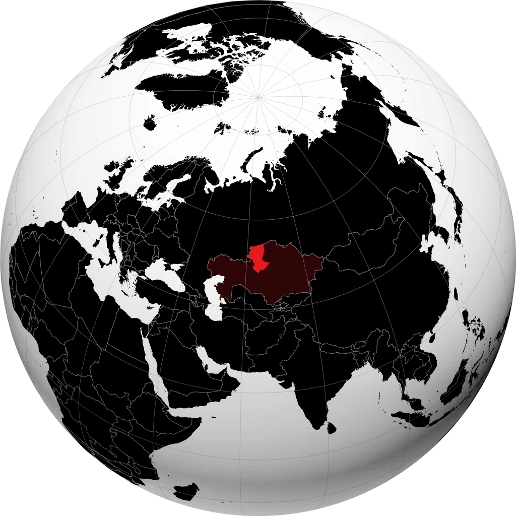 Provincia de Qostanay en el globo