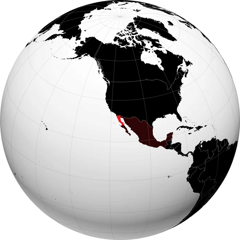 Estado de Baja California en el globo