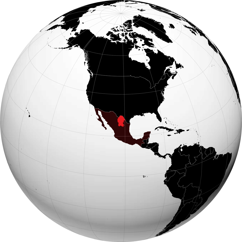 Estado de Coahuila en el globo