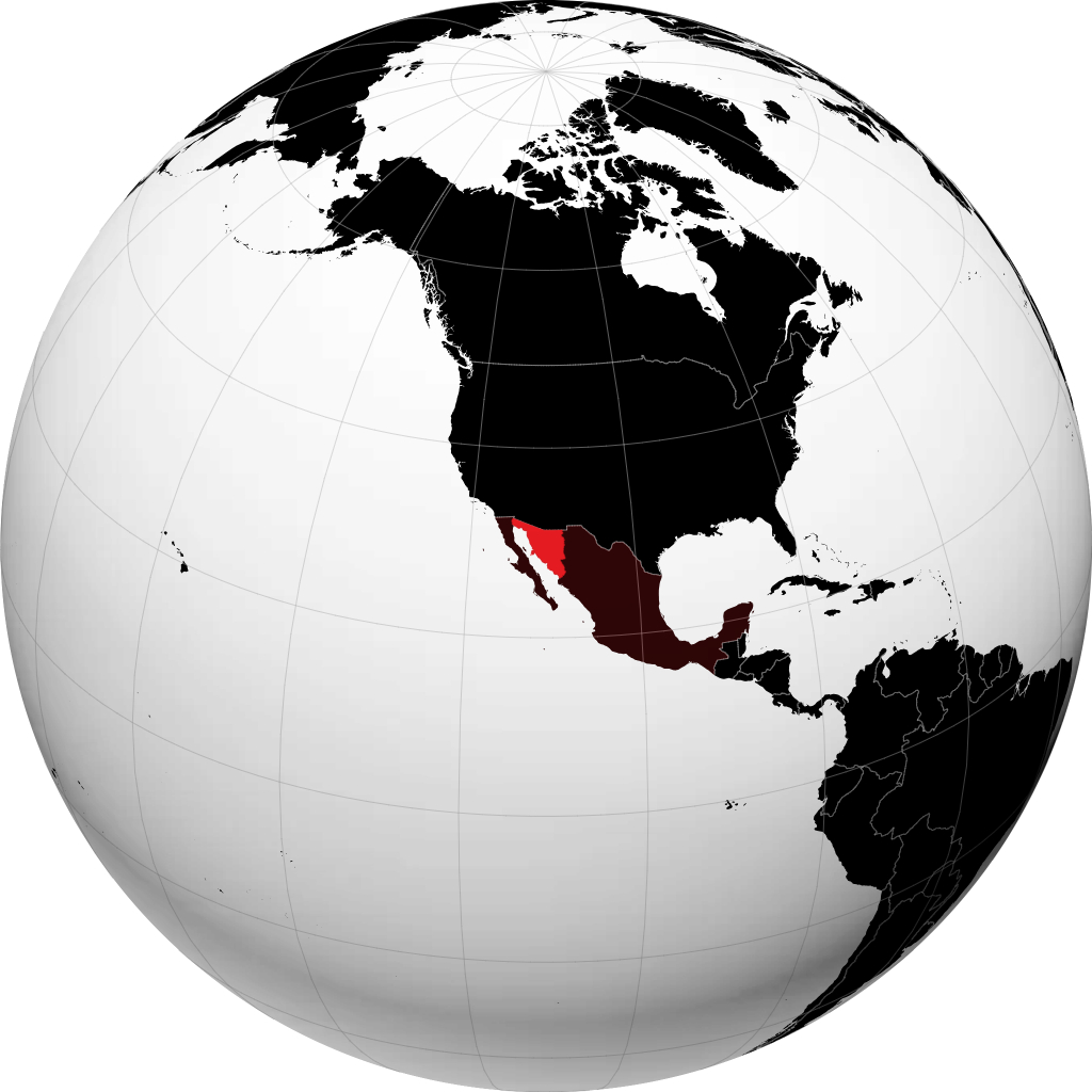 Estado de Sonora en el globo