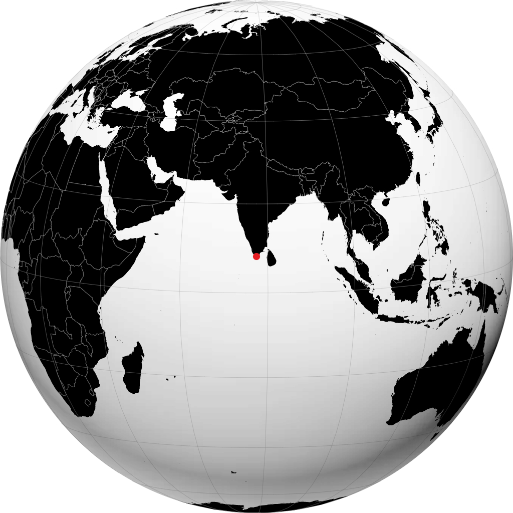 Nagercoil en el globo