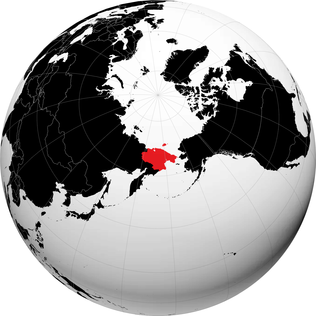 Distrito autónomo de Chukotka en el globo