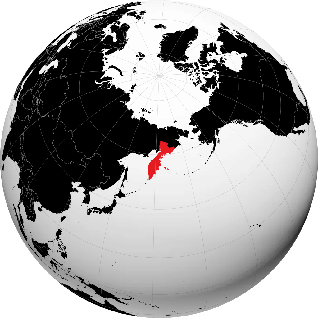 Territorio de Kamchatka en el globo