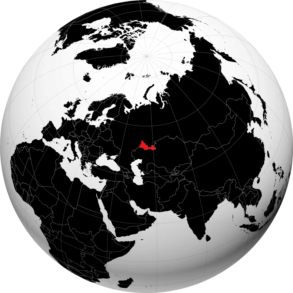 Óblast de Orenburg en el globo