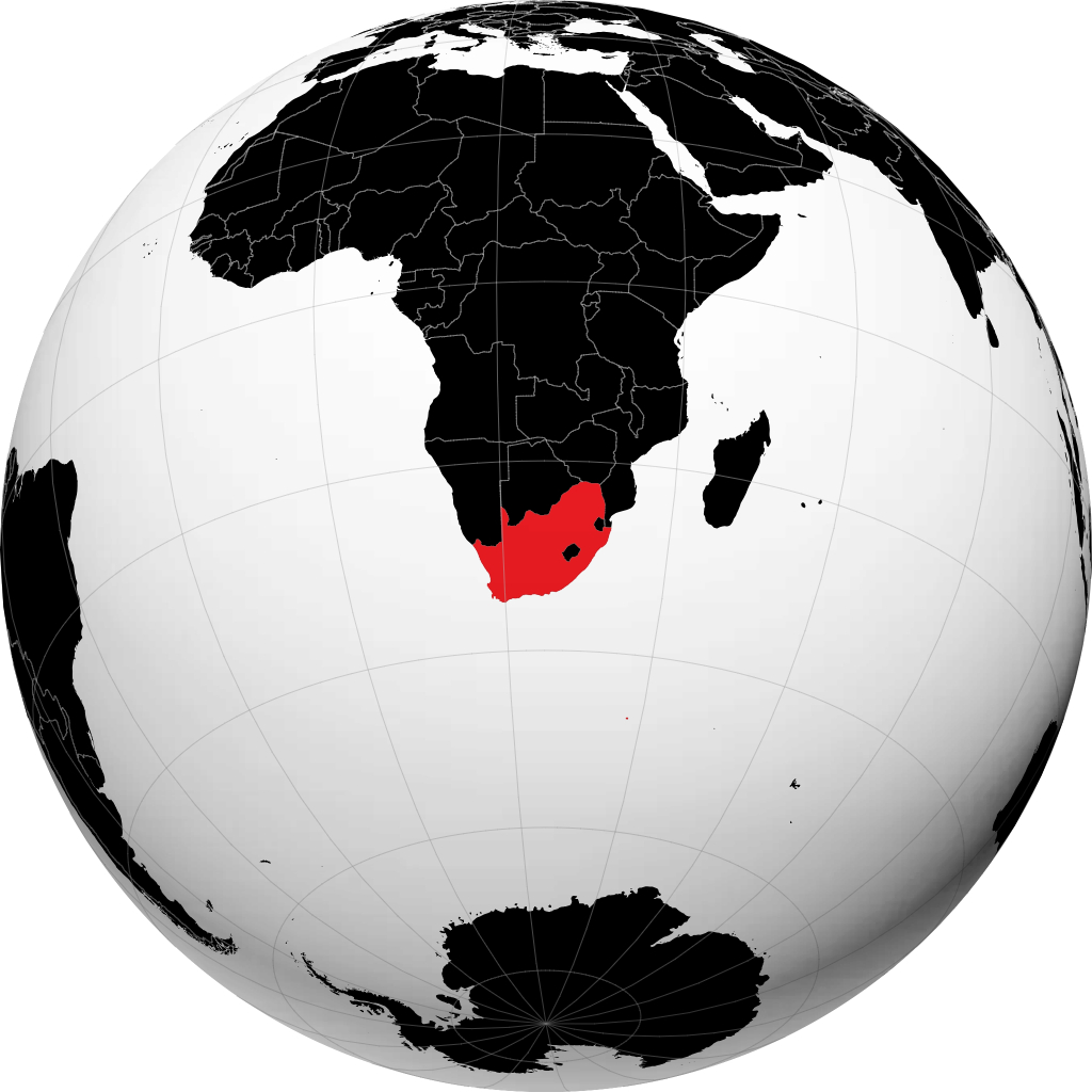 Sudáfrica en el globo